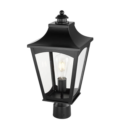 Millennium Lighting Curry 1Lt Outdoor Post Lantern, Black/Clear