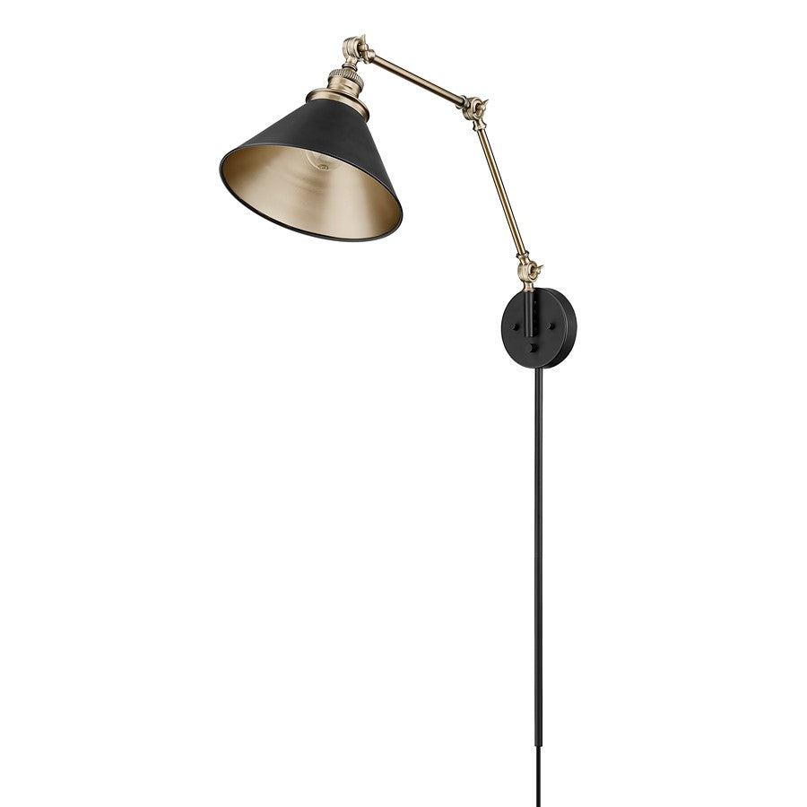 Millennium Lighting Edward 1Lt Swing Arm Sconce, Black/Brass - 11001-MB-VB