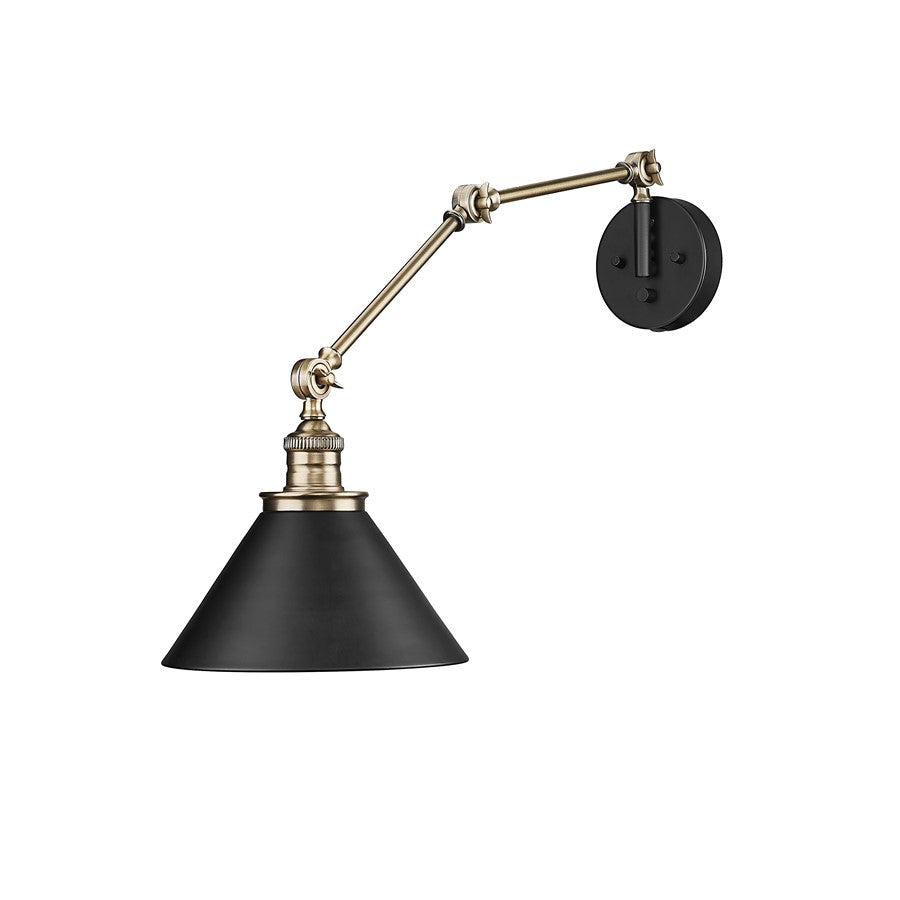 Millennium Lighting Edward 1Lt Swing Arm Sconce, Black/Brass