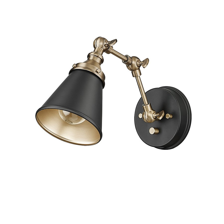 Millennium Lighting Edith 1Lt Swing Arm Sconce, Black/Brass - 12001-MB-VB