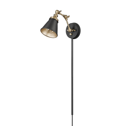 Millennium Lighting Edith 1Lt Swing Arm Sconce, Black/Brass