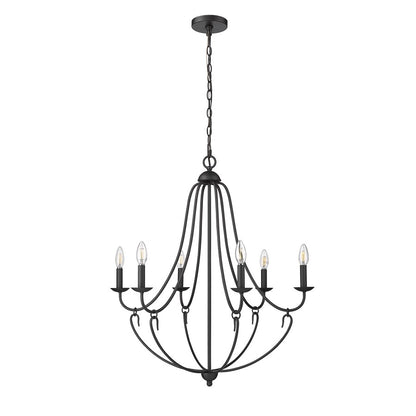 Millennium Lighting Eisley 6Lt Chandelier, Black