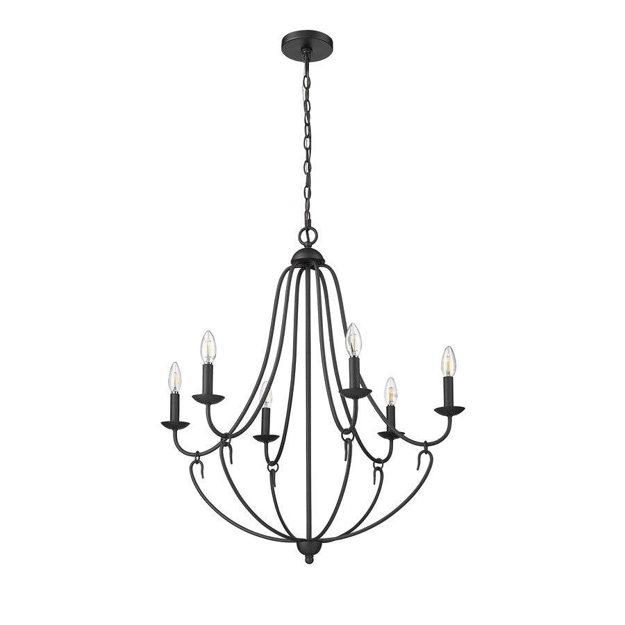 Millennium Lighting Eisley 6Lt Chandelier, Black