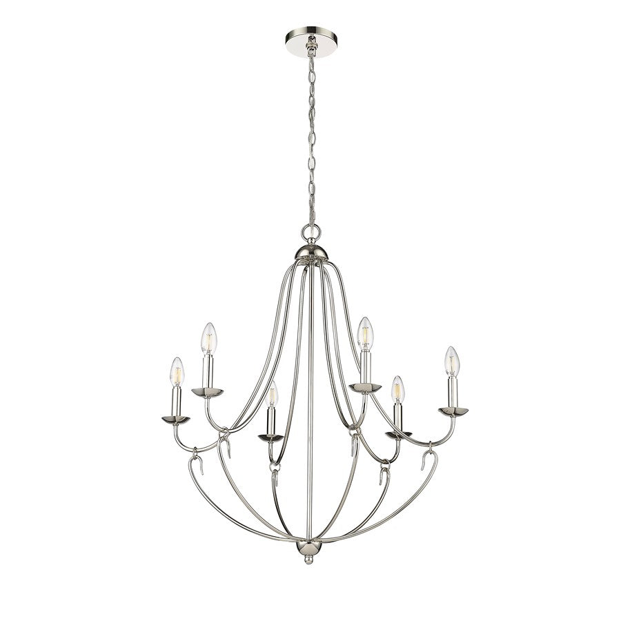 Millennium Lighting Eisley 6Lt Chandelier, Polished Nickel
