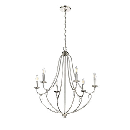 Millennium Lighting Eisley 6Lt Chandelier, Polished Nickel