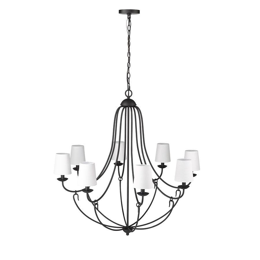 Millennium Lighting Eisley 8Lt Chandelier, Black - 12108-MB
