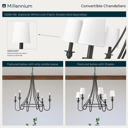 Millennium Lighting Artemis 6Lt 32" Chandelier, Black