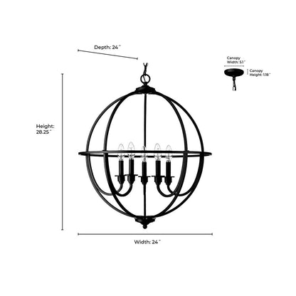 Millennium Lighting Artemis 5Lt 24" Chandelier, Black