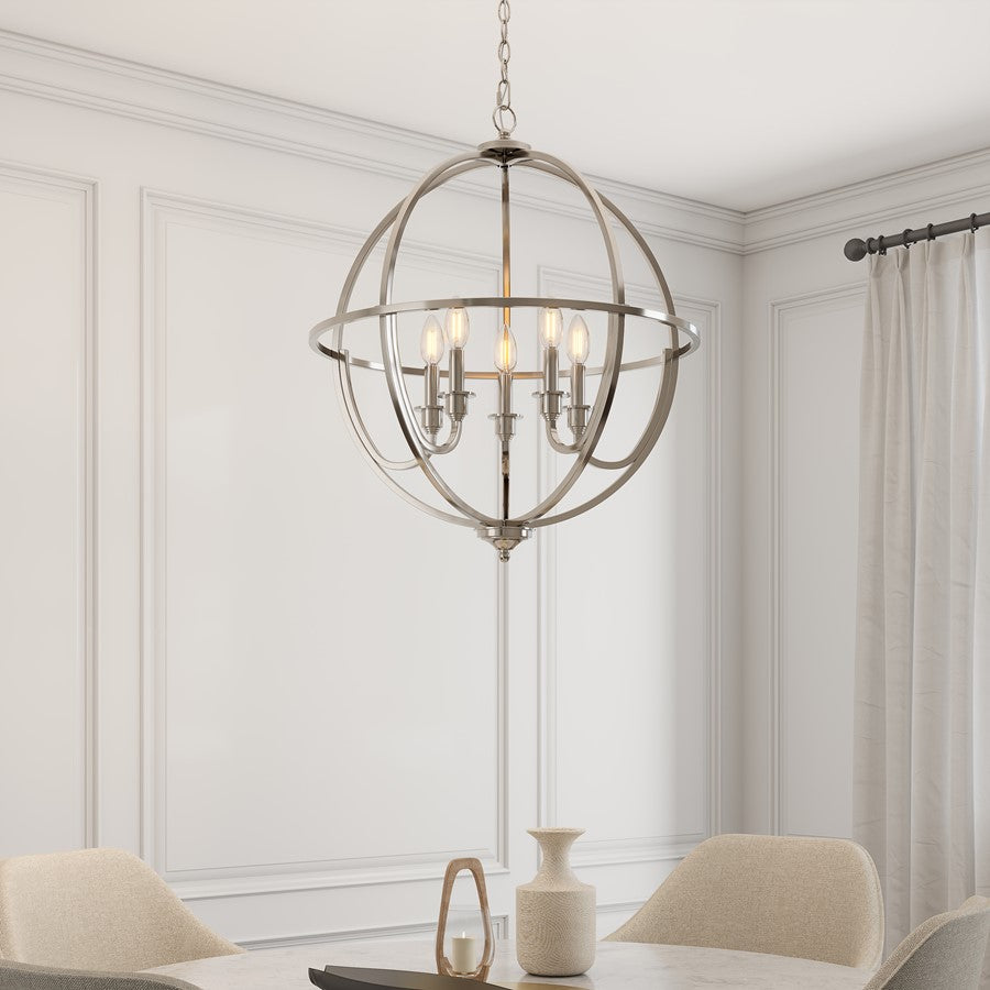 Millennium Lighting Artemis 5 Light 28" Chandelier, Polished Nickel