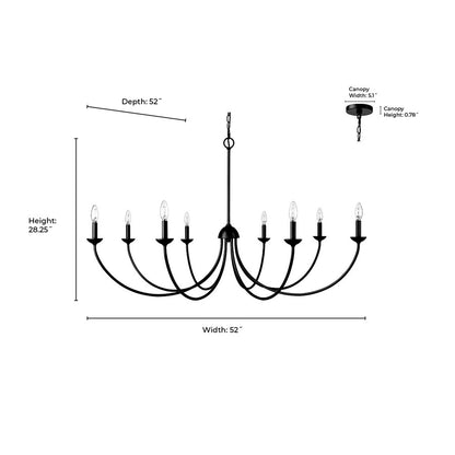 Millennium Lighting Huxley 8 Light Chandelier, Matte Black
