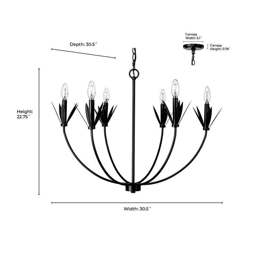 Millennium Lighting Primrose 6Lt Chandelier, Textured White