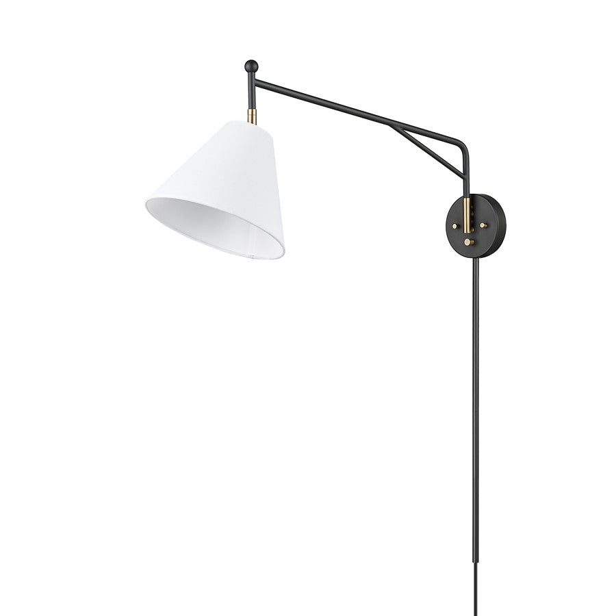 Millennium Lighting Elane 1Lt Swing Arm Sconce, Black/Brass - 13001-MB-VB