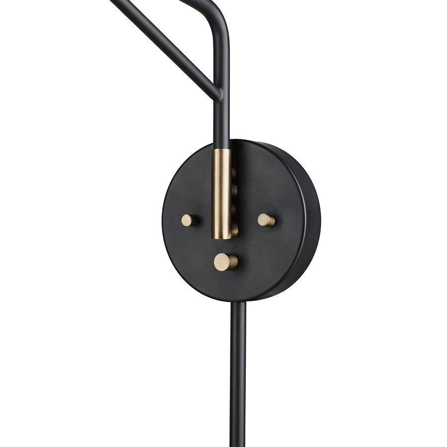 Millennium Lighting Elane 1Lt Swing Arm Sconce, Black/Brass
