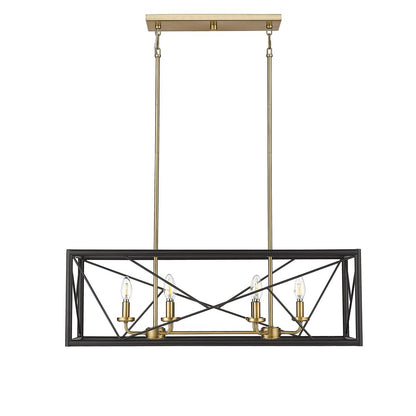 Millennium Lighting Surrey 6Lt 34" Chandelier, Black/Vintage Brass - 13306-MB-VB
