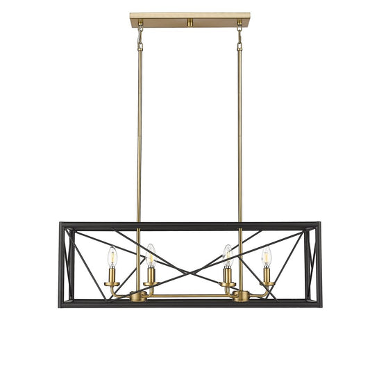 Millennium Lighting Surrey 6Lt 34" Chandelier, Black/Vintage Brass - 13306-MB-VB