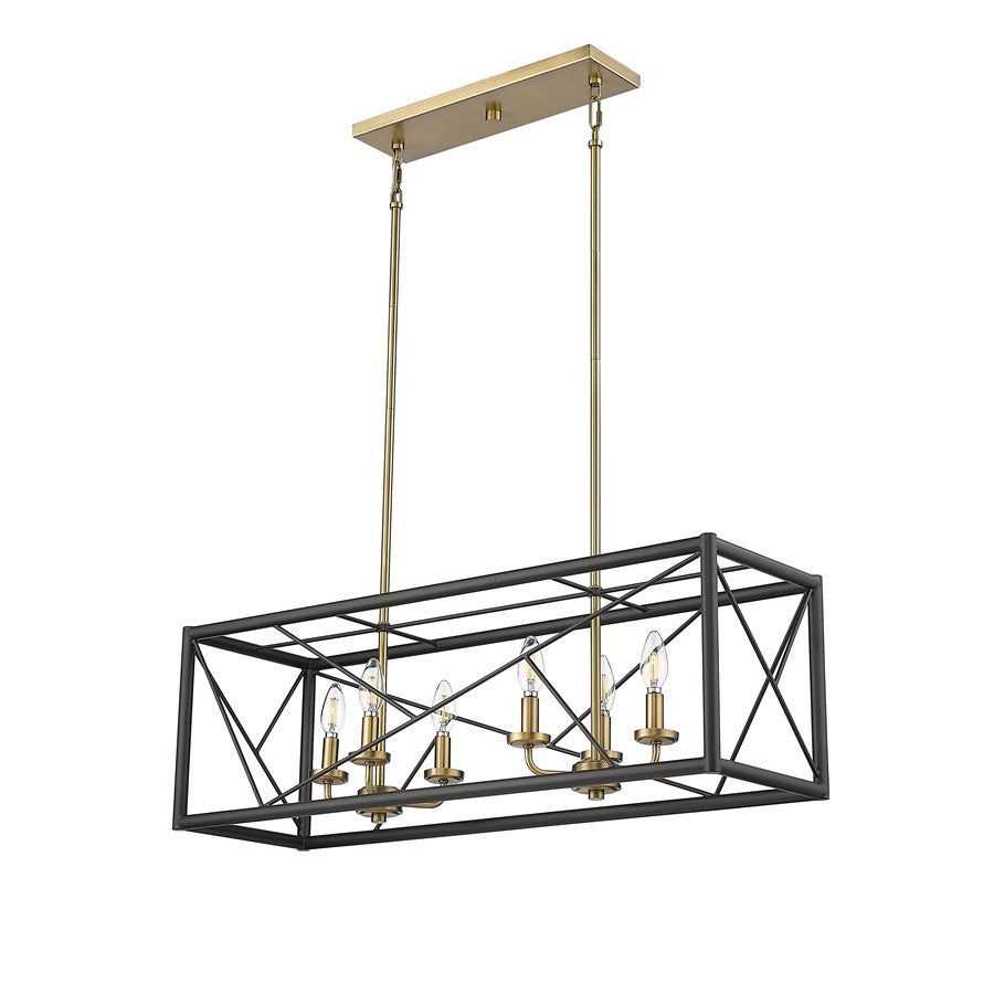 Millennium Lighting Surrey 6Lt 34" Chandelier, Black/Vintage Brass