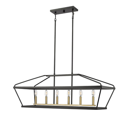 Millennium Lighting Surrey 6Lt 42" Chandelier, Black/Vintage Brass