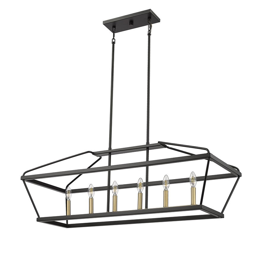Millennium Lighting Surrey 6Lt 42" Chandelier, Black/Vintage Brass