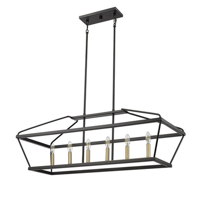 Millennium Lighting Surrey 6Lt 42" Chandelier, Black/Vintage Brass
