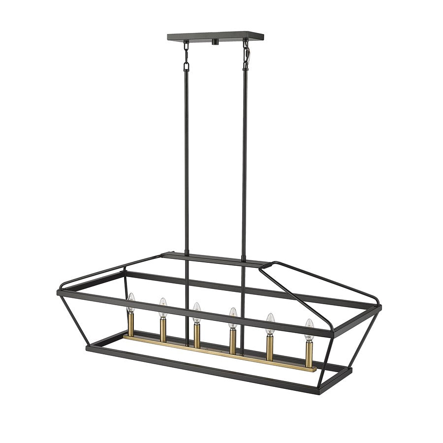 Millennium Lighting Surrey 6Lt 42" Chandelier, Black/Vintage Brass