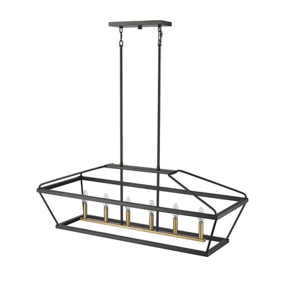 Millennium Lighting Surrey 6Lt 42" Chandelier, Black/Vintage Brass
