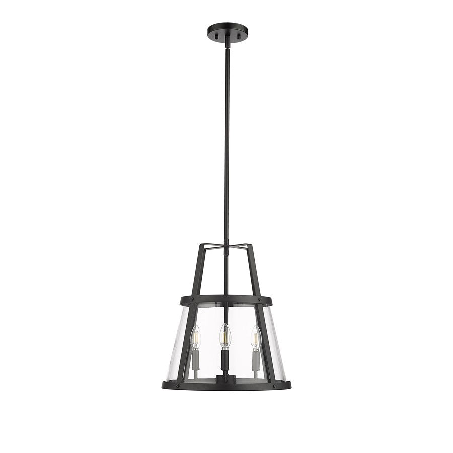 Millennium Lighting Edelweiss 4Lt Pendant, Black/Clear - 13604-MB