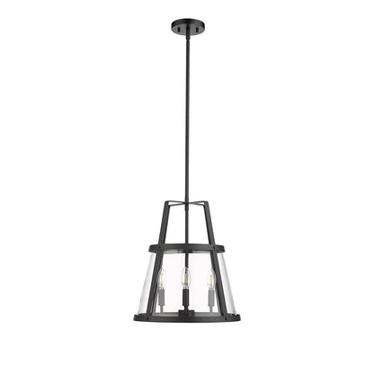 Millennium Lighting Edelweiss 4Lt Pendant, Black/Clear - 13604-MB