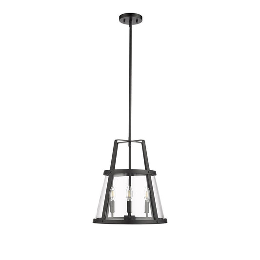 Millennium Lighting Edelweiss 4Lt Pendant, Black/Clear - 13604-MB