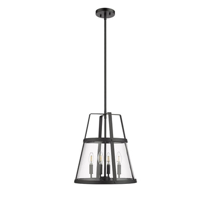 Millennium Lighting Edelweiss 4Lt Pendant, Black/Clear