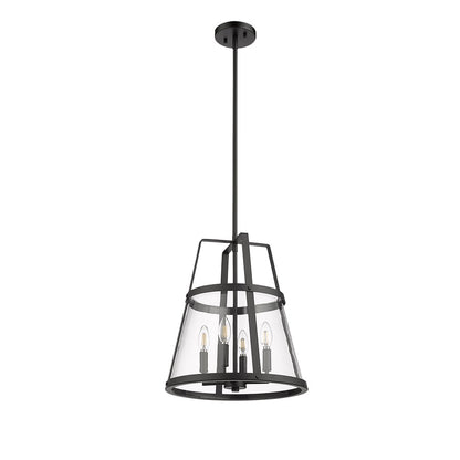 Millennium Lighting Edelweiss 4Lt Pendant, Black/Clear