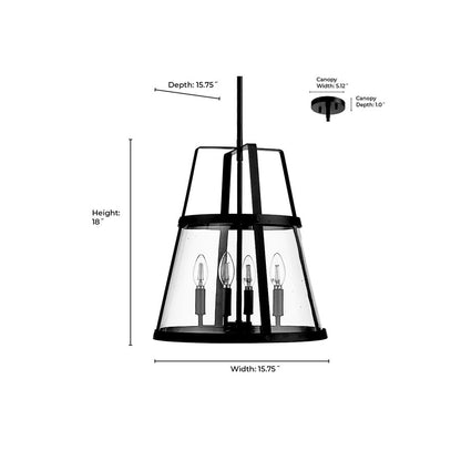 Millennium Lighting Edelweiss 4Lt Pendant, Black/Clear