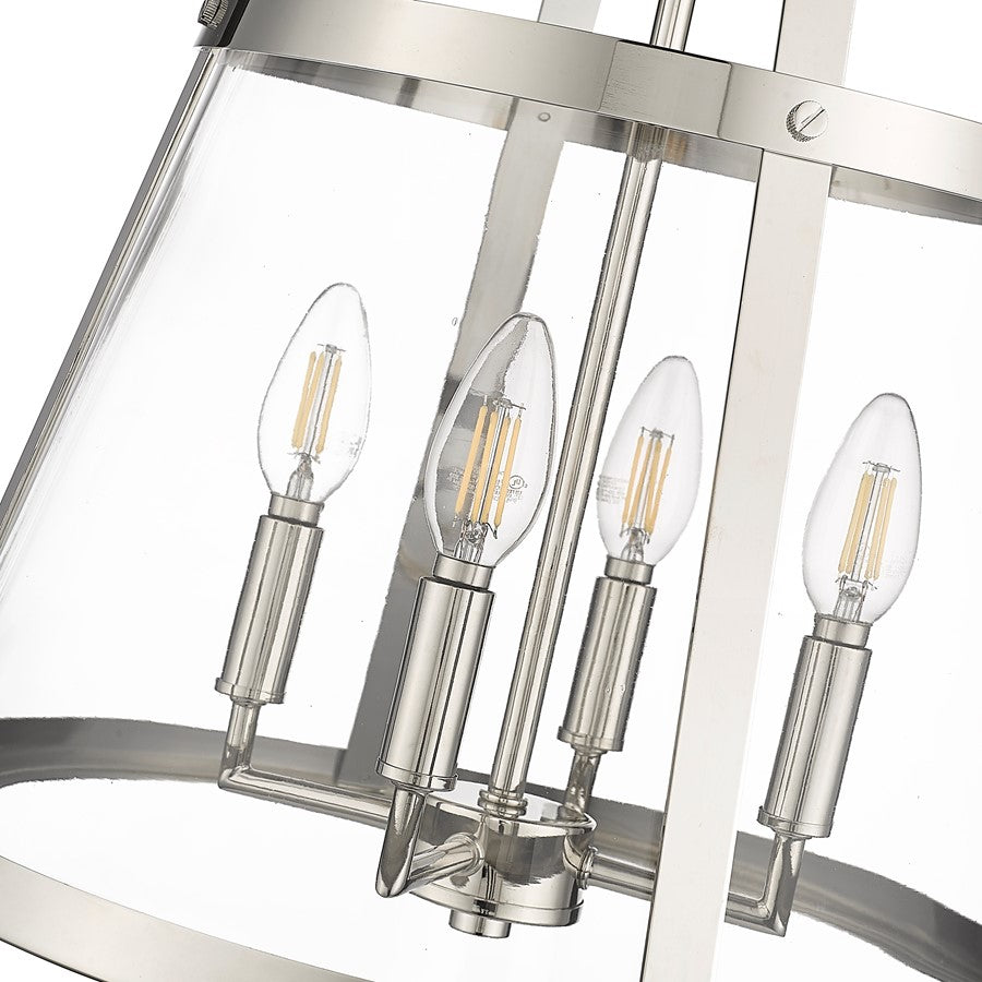 Millennium Lighting Edelweiss 4Lt Pendant, Nickel/Clear