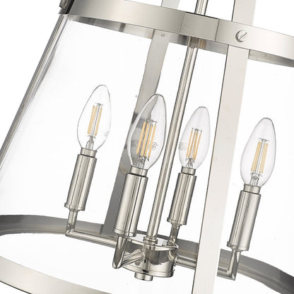 Millennium Lighting Edelweiss 4Lt Pendant, Nickel/Clear