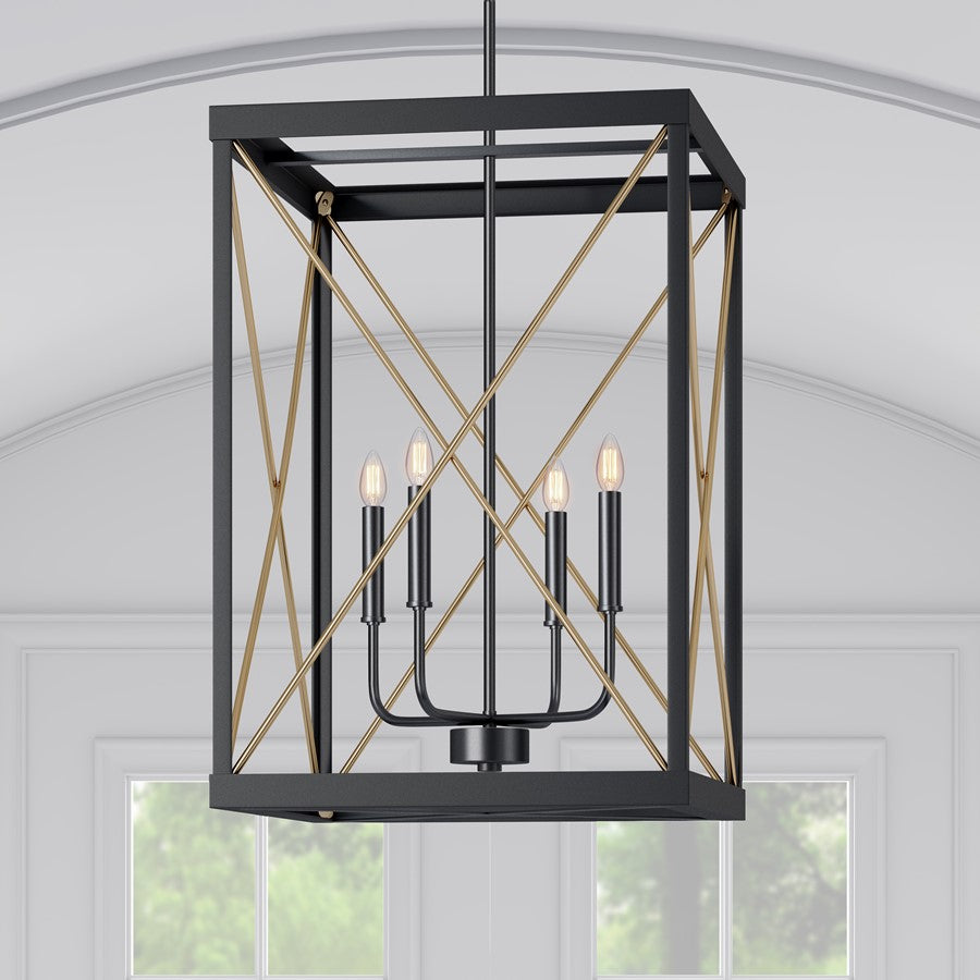 Millennium Lighting Terni 4Lt Pendant, Black/Painted Modern Gold