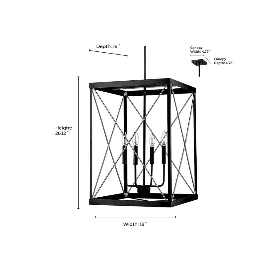 Millennium Lighting Terni 4Lt Pendant, Black/Painted Modern Gold