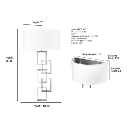 Millennium Lighting Rylee 2 Light Bathroom Wall Sconce, Modern Gold