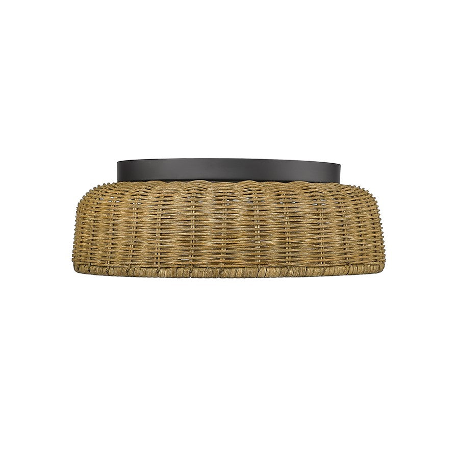 Millennium Lighting 2 Light Flushmount, Matte Black/Rattan - 14202-MB