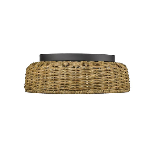 Millennium Lighting 2 Light Flushmount, Matte Black/Rattan - 14202-MB