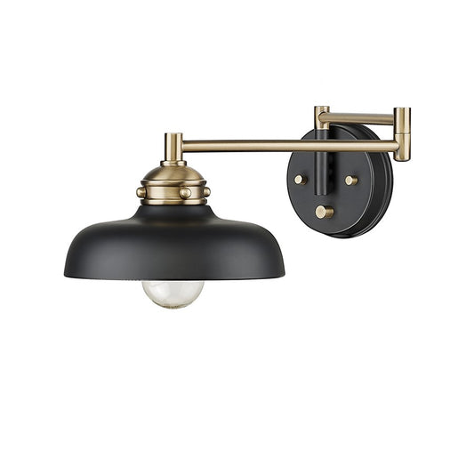 Millennium Lighting Ellison 1Lt Swing Arm Sconce, Black/Brass - 15001-MB-VB