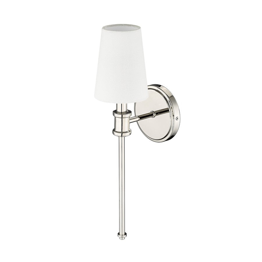Millennium Lighting Adorra 1Lt Wall Sconce, Polished Nickel/Linen