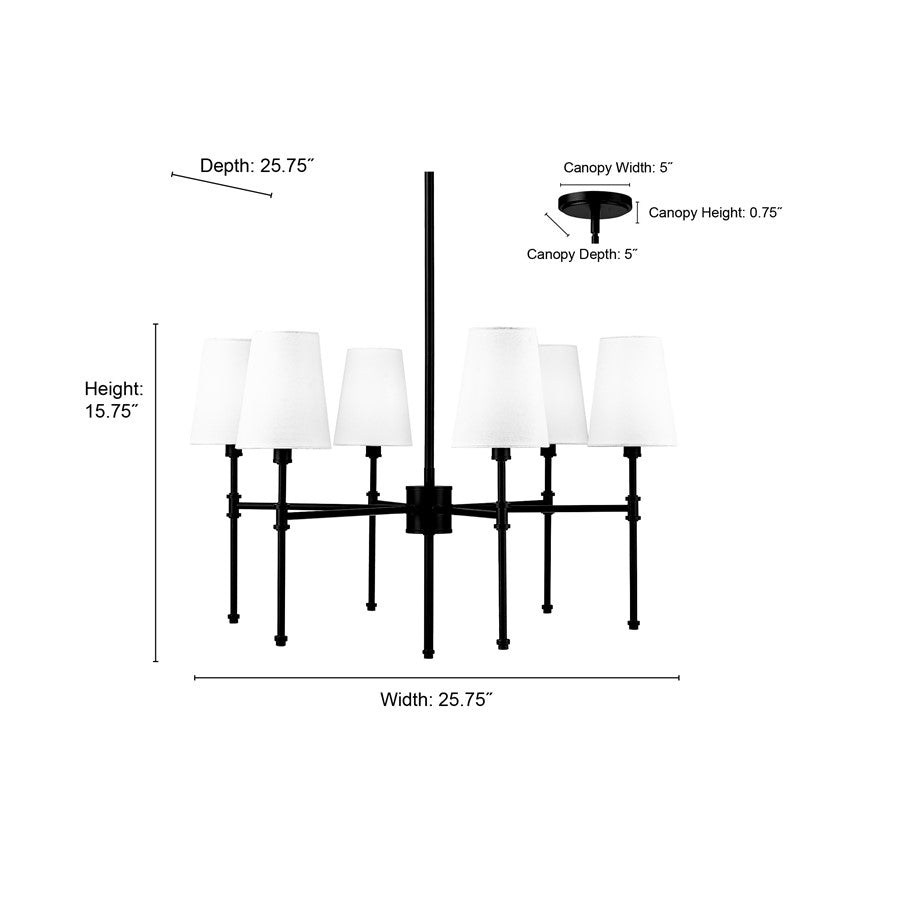 Millennium Lighting Adorra 6Lt 26" Chandelier, Black/White