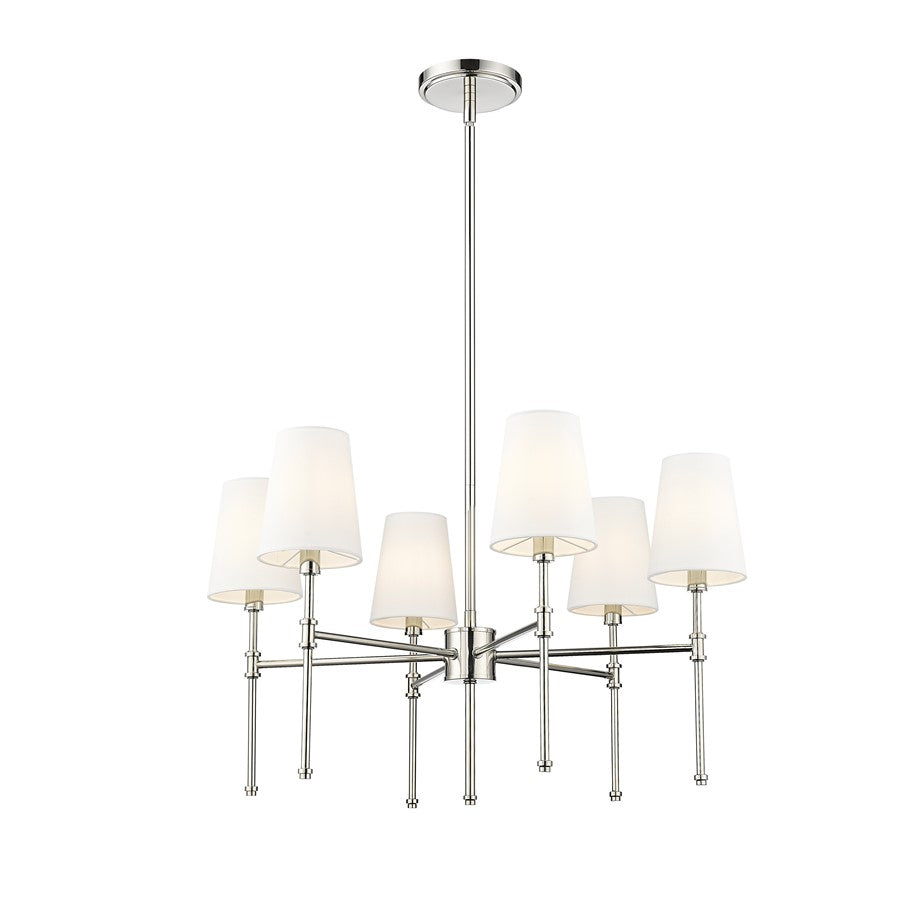 Millennium Lighting Adorra 6Lt 26" Chandelier, Polished Nickel/White - 16106-PN