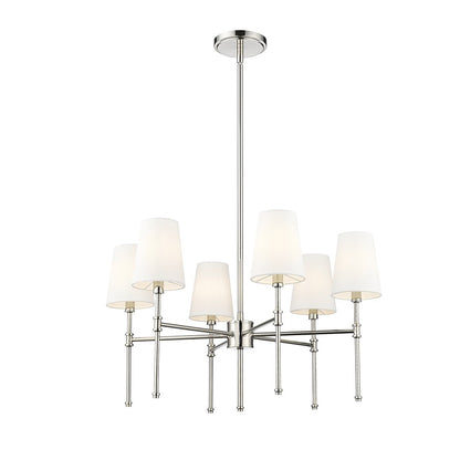 Millennium Lighting Adorra 6Lt 26" Chandelier, Polished Nickel/White - 16106-PN
