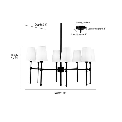 Millennium Lighting Adorra 8Lt 30" Chandelier, Black/White