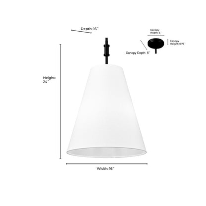 Millennium Lighting Adorra 3Lt 16" Pendant, Black/White