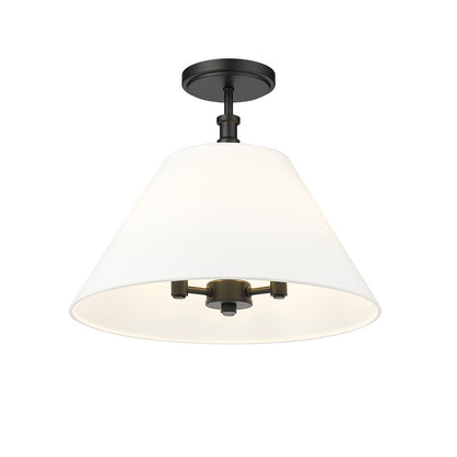 Millennium Lighting Adorra 3Lt 16" Semi-Flush Mount, Black/White - 16403-MB