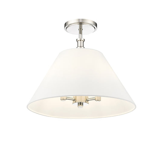 Millennium Lighting Adorra 3Lt 16" Semi-Flush Mount, Nickel/White - 16403-PN