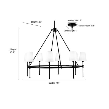 Millennium Lighting Adorra 8Lt 40" Chandelier, Black/White