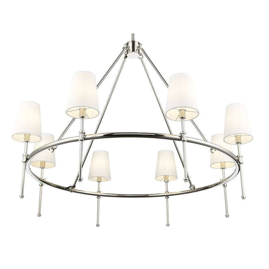 Millennium Lighting Adorra 8Lt 40" Chandelier, Polished Nickel/White