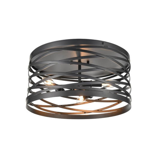 Millennium Lighting 3 Light 9" Flush Mount, Matte Black - 170023-MB